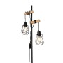 Schwarze QAZQA Stehlampe Dami Frame mit Holz und zwei Lampenschirmen.