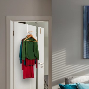 Relaxdays Türgarderobe 2er Set Eisen Lotusholz Weiß Klappbar 21 x 2,5 x 18 cm 150 g