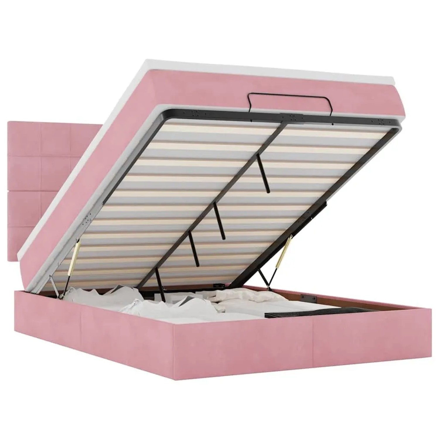 vidaXL Ottoman-Bett mit Matratzen und LEDs Rosa 140x190 cm Samt 3314323