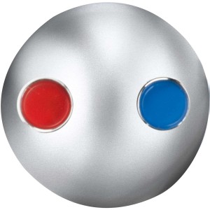 Indexpunkt für baliv Waschtischarmatur WT-260 N, Chrom, mit roten und blauen Markierungen.