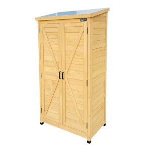 Axi Gartenschrank Hugo aus Holz (FSC®) in Braun mit Doppeltür und verzinktem Dach.