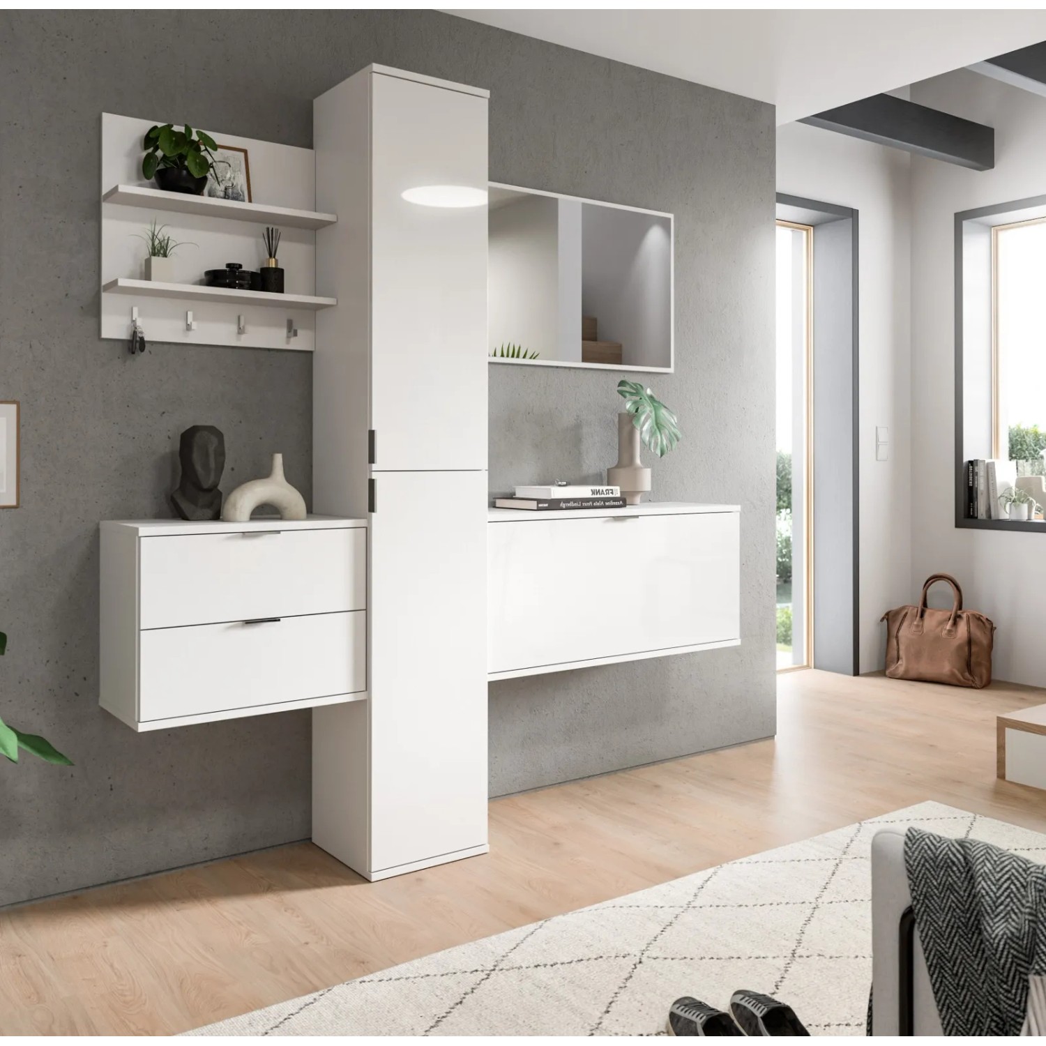 Inn.Furn Schuhschrank in Weiß Hochglanz 91 cm SystemX_8