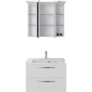 Pelipal Badmöbel-Set Trentino, 77 cm, Weiß: Waschtisch mit Unterschrank und Spiegelschrank