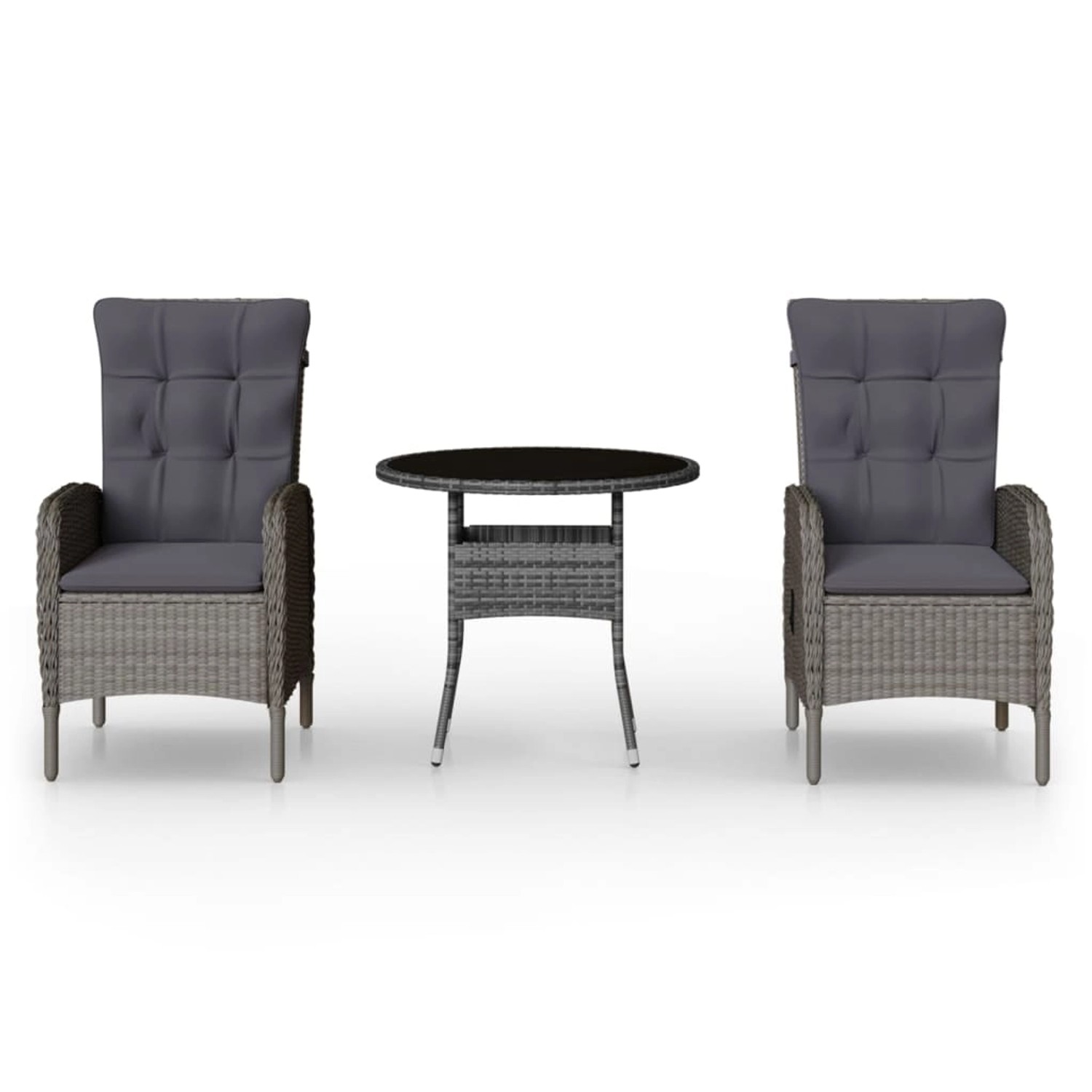 vidaXL 3-Tlg Garten-Bistro-Set Poly Rattan Grau 3058546