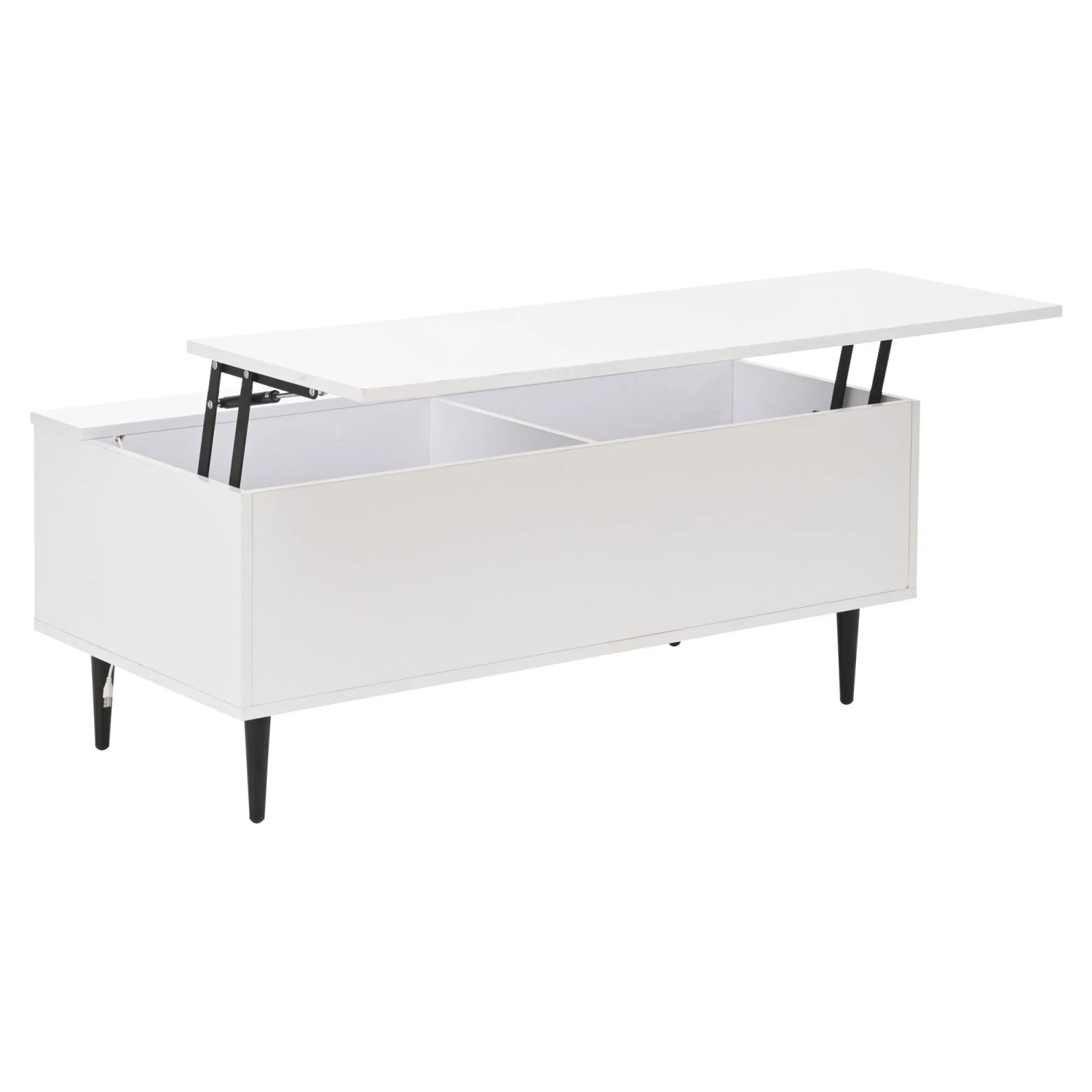 ModernLuxe Couchtisch Höhenverstellbar mit Verstecktem Stauraum Led Spanplatte Weiß