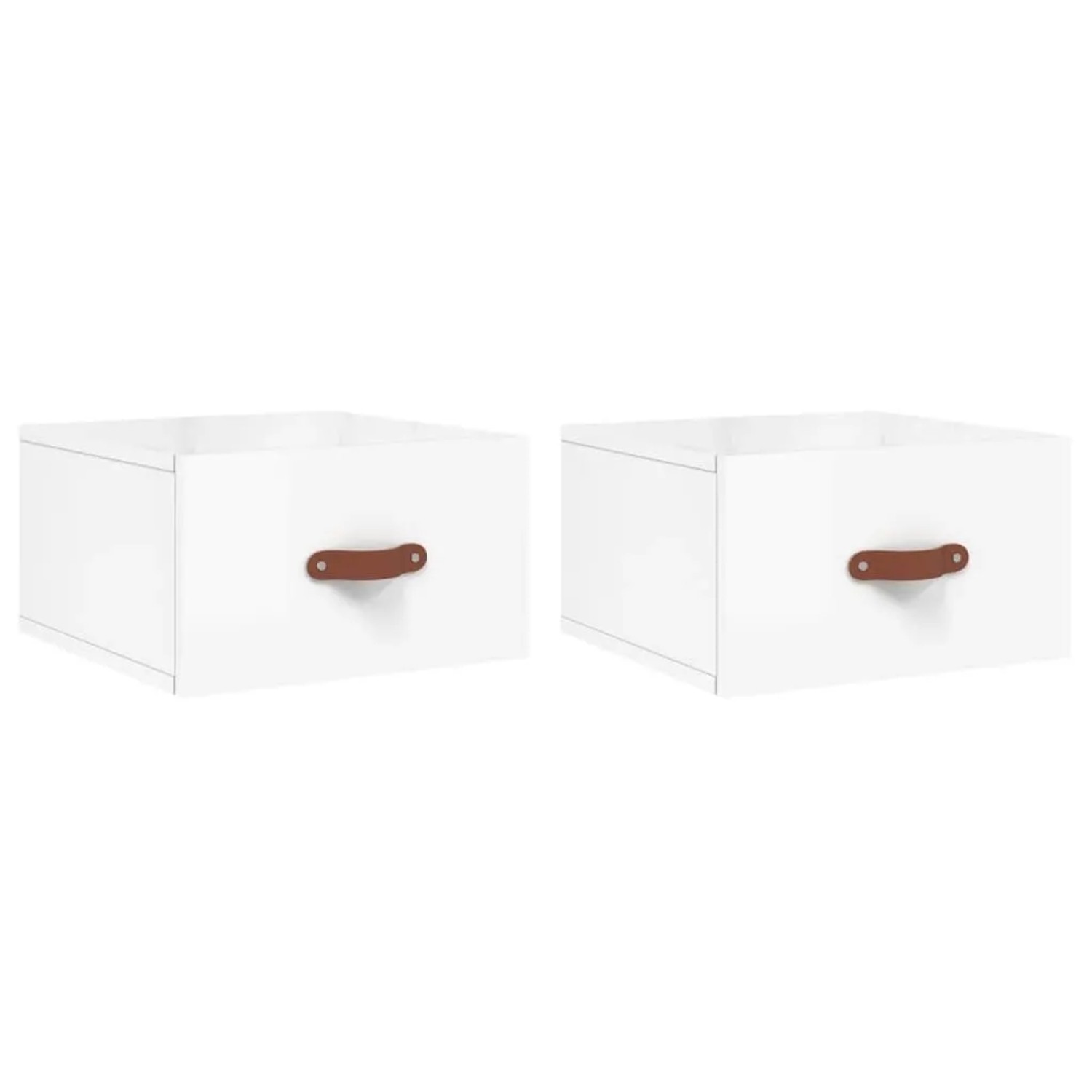 vidaXL Wand-Nachttische 2 Stk Hochglanz-Weiß 35x35x20 cm Modell 1