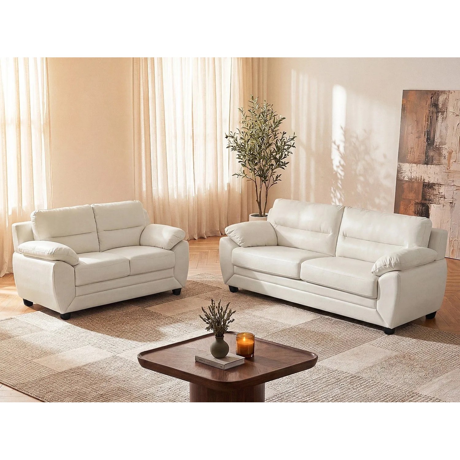Vente-unique Couchgarnitur Manoa Weiß 201 cm  163 cm