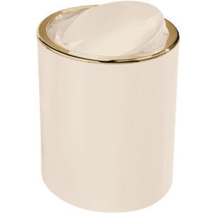 Kleine Wolke Kosmetikeimer Clap in Natur-Gold mit Schwingdeckel und goldenem Zierrand.