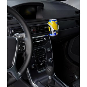 OBI Getränkehalter Chrom im Auto mit Getränkedose. Einfache Montage am Lüftungsschlitz.
