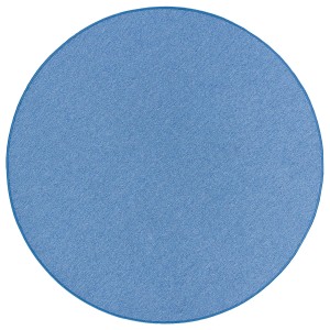 Blauer, runder Snapstyle Feinschlingen Velour Teppich Strong, 200cm Durchmesser.