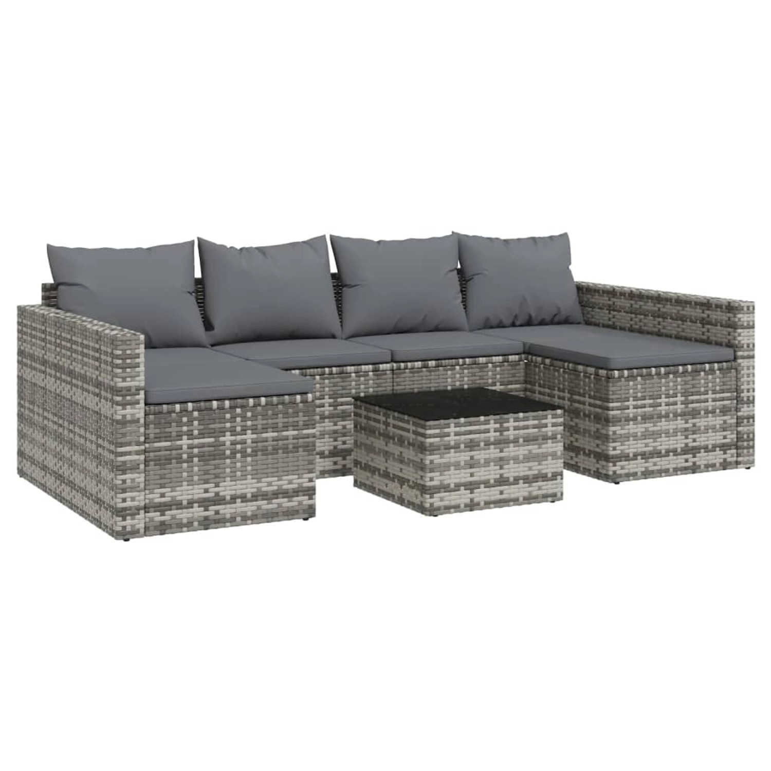 vidaXL 2-Tlg Garten-Lounge-Set mit Kissen Grau Poly Rattan 362344 günstig online kaufen