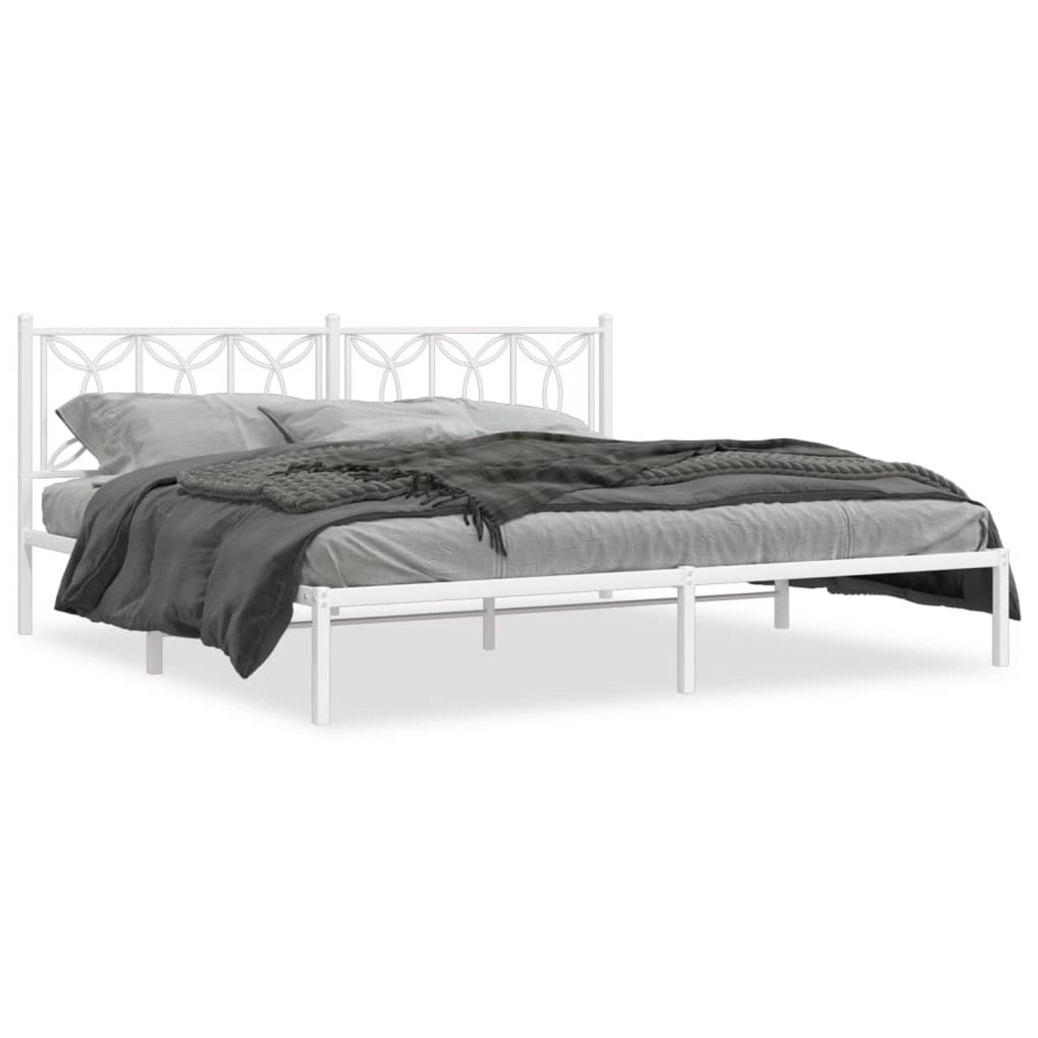 vidaXL Bettgestell mit Kopfteil Metall Weiß 193x203 cm 376183 günstig online kaufen