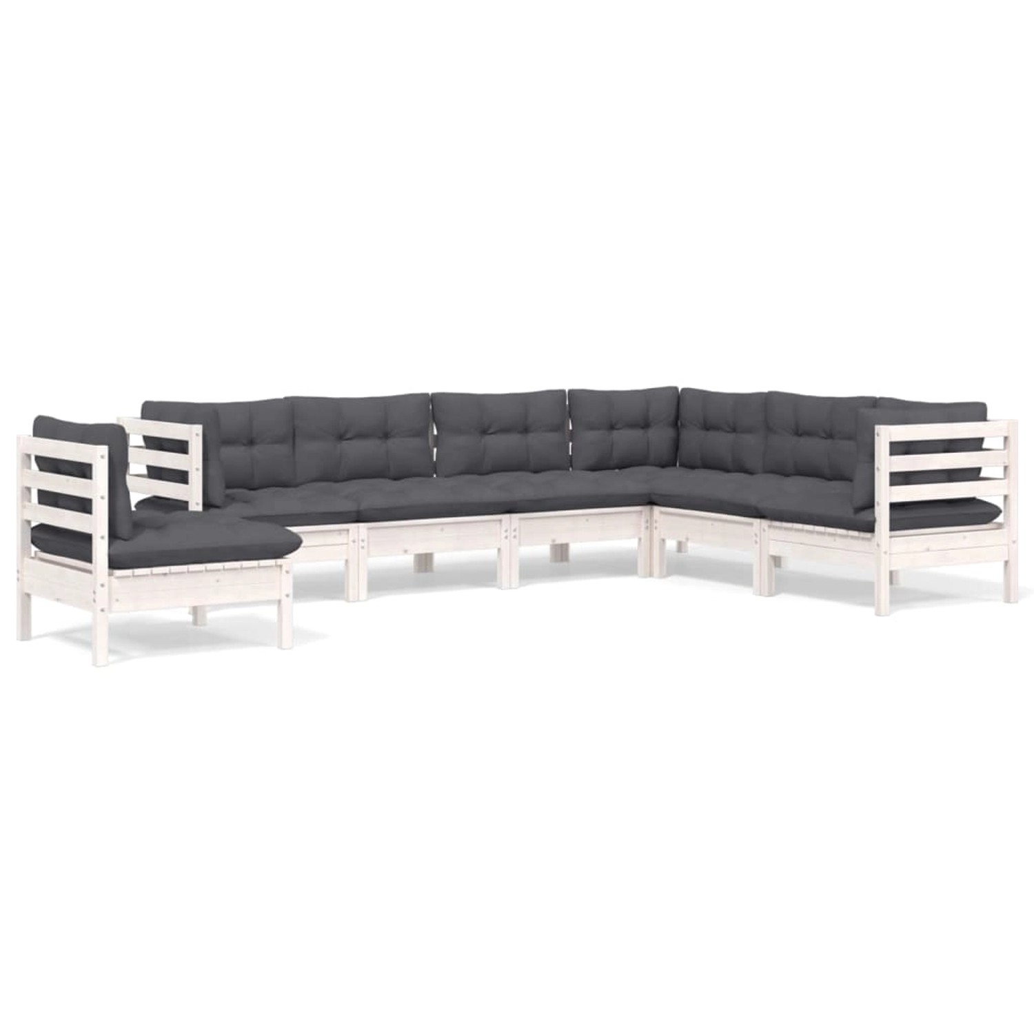 vidaXL 7-tlg Garten-Lounge-Set mit Kissen Weiß Kiefer Massivholz Modell 18 günstig online kaufen