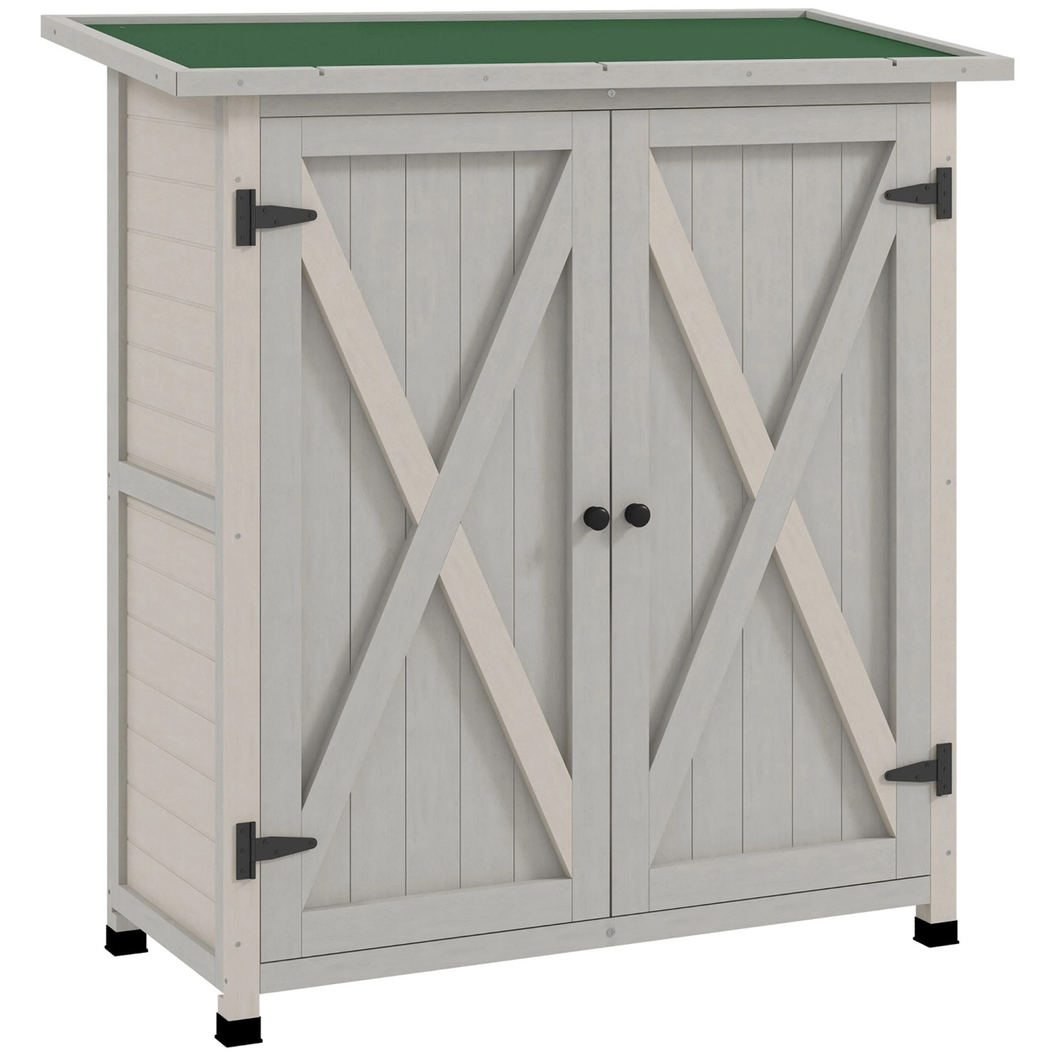 Thumbnail - Outsunny Geräteschuppen Tannenholz Hellgrau 110L x 55B x117H cm