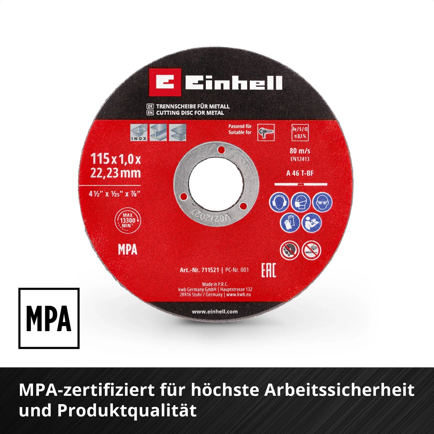 Einhell Dünntrennscheibe Metall, 115mm, für Winkelschleifer. Trennscheiben Set für präzise Schnitte in Metall.