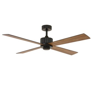 Schwarzer Lucci Air Deckenventilator Newport 137 cm mit Holzflügeln und LED-Beleuchtung.