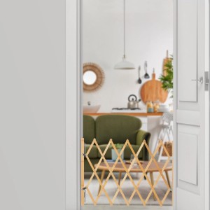 Relaxdays Hundeabsperrgitter Bambus Eisen Natur Ausziehbar 48,5 cm x 96 cm 1 kg