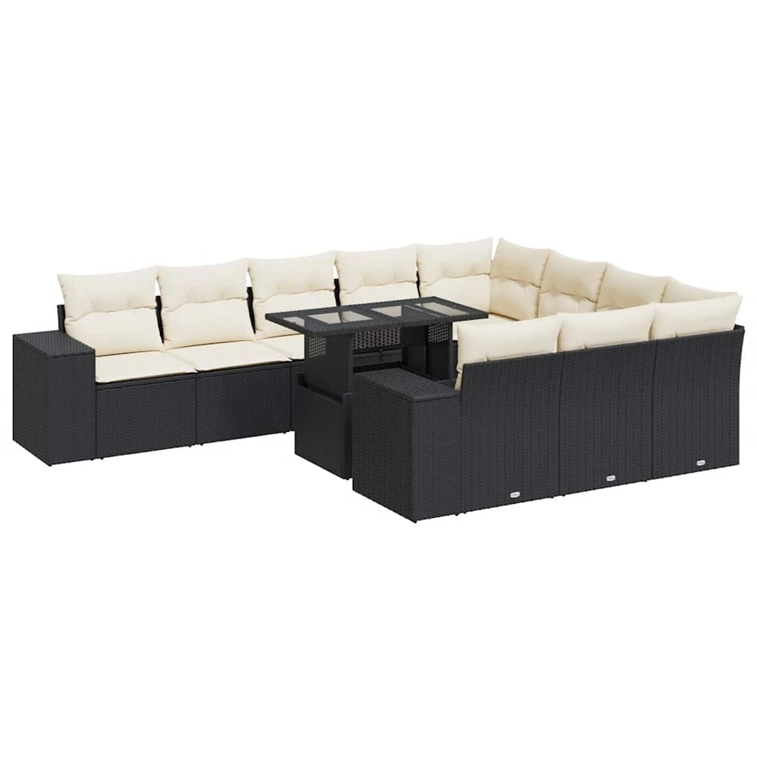 vidaXL 11-Tlg Garten-Sofagarnitur mit Kissen Schwarz Poly Rattan 3326867 günstig online kaufen