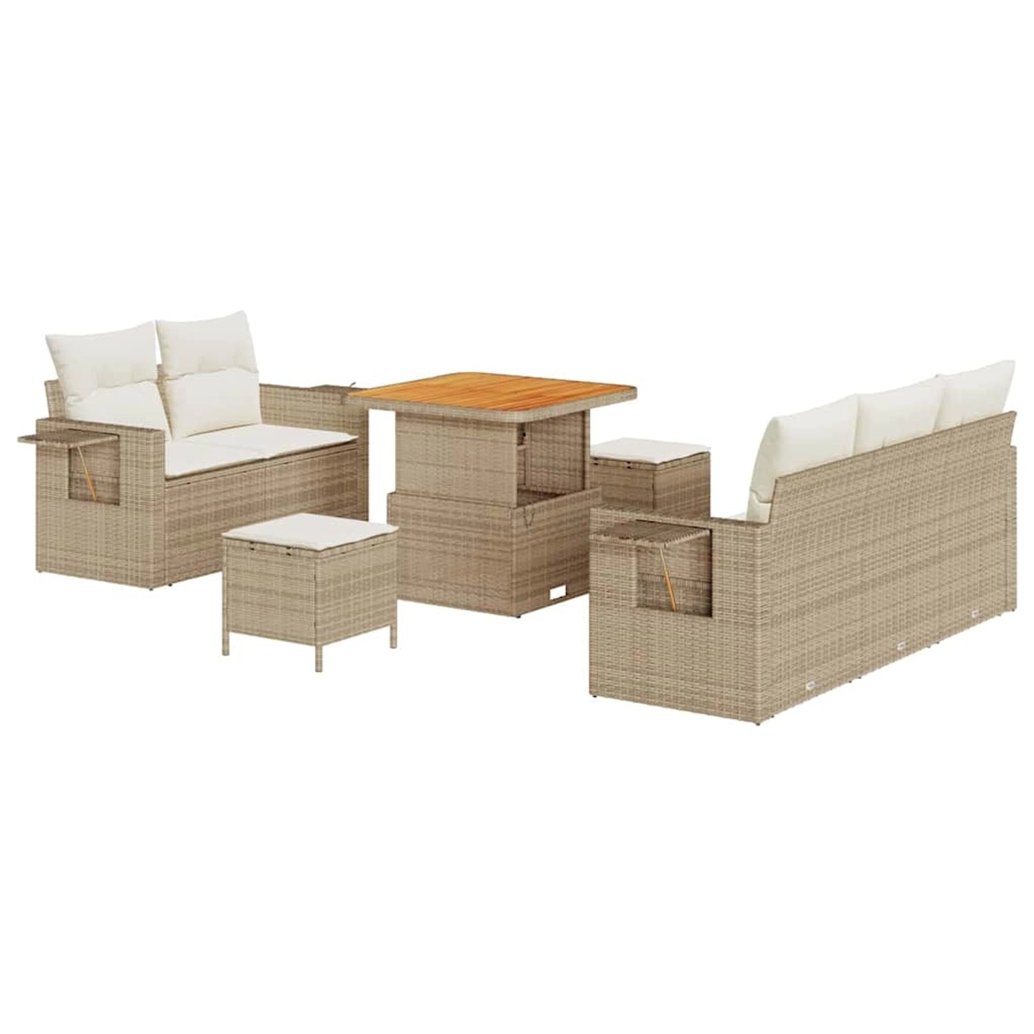 vidaXL Garten-Sofa-Set 8-Tlg Beige Poly Rattan 3361686 günstig online kaufen