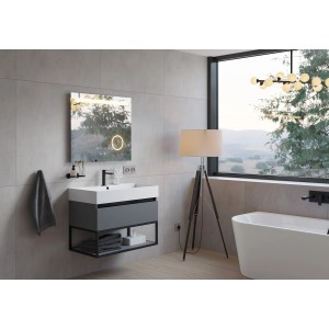 pianura Waschtisch mit Unterschrank Giulia, anthrazit matt, 80 cm, mit Hahnloch.