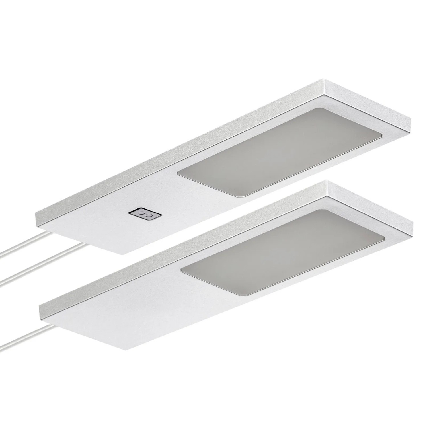 SOTECH 2er Set LED Möbelleuchten GIULIA II mit und Ohne Sensor Silbergrau 4000K Neutralweiß inkl. Trafo und Verteiler