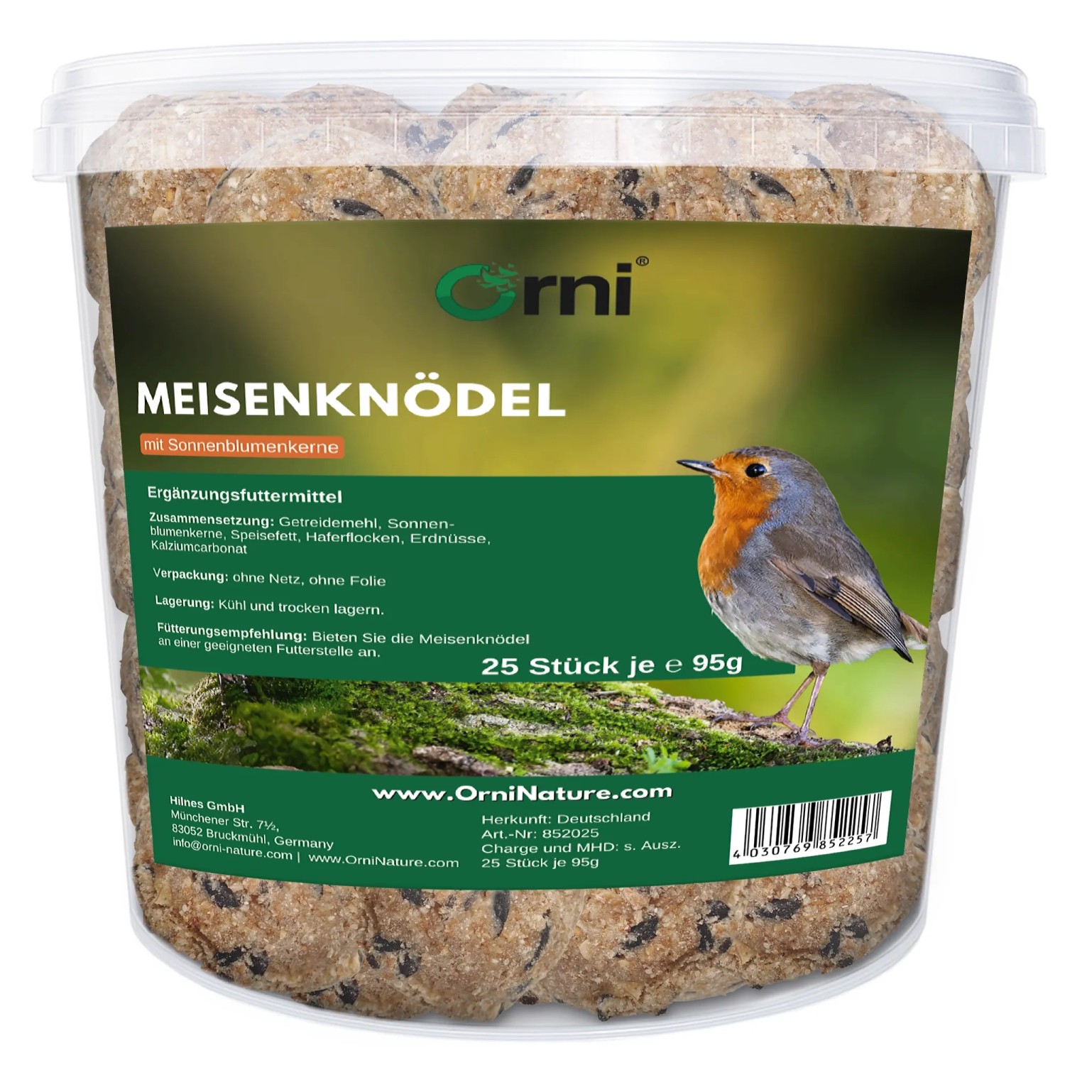Orni Meisenknödel mit Sonnenblumenkerne im Eimer