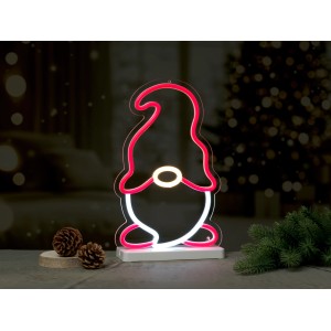 LED-Neonlicht Wichtel, 21x33cm, Multicolor, 180 LEDs, Weihnachtsdeko für Innen.