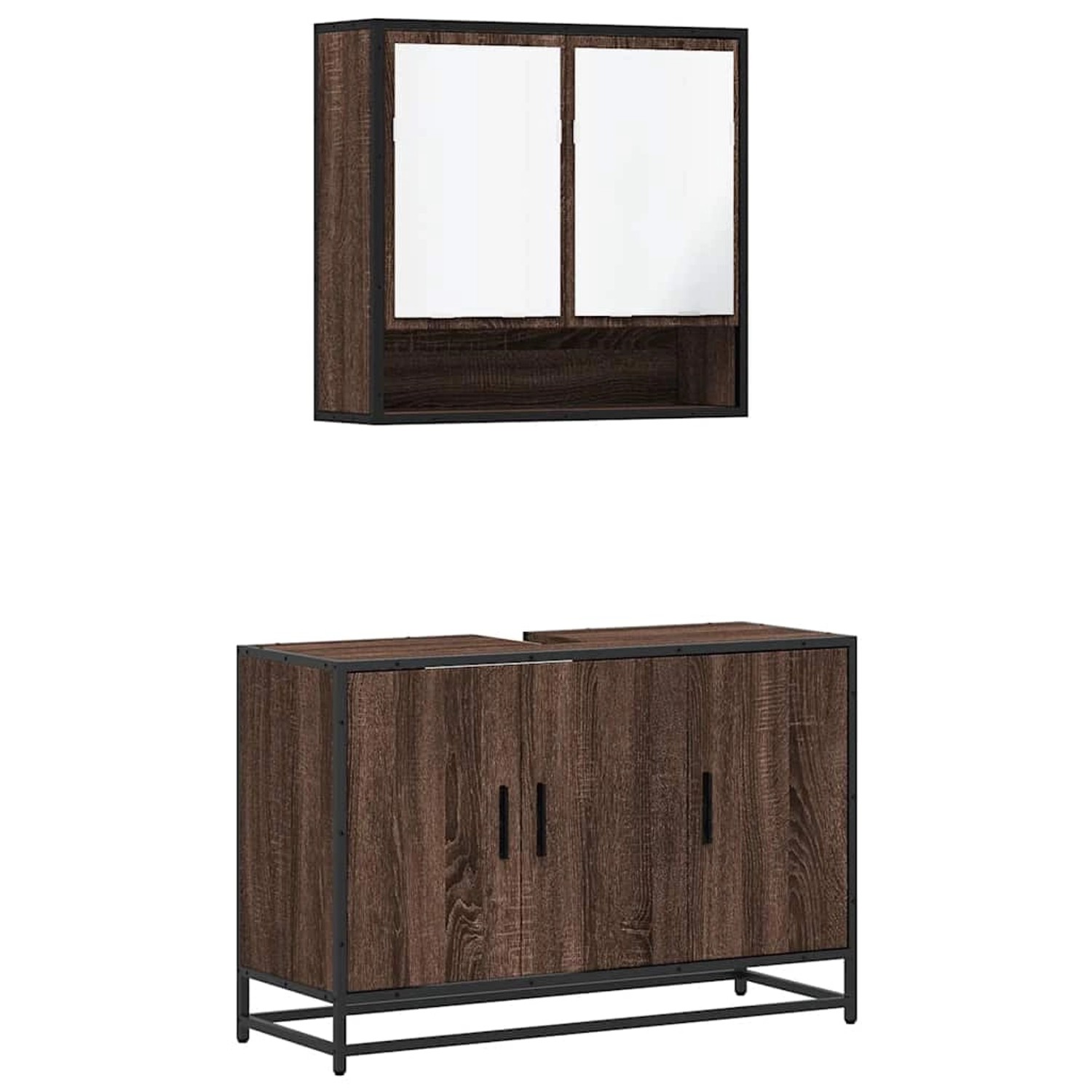 vidaXL 2-Tlg Badmöbel-Set Braun Eichen-Optik Holzwerkstoff 3300924 günstig online kaufen