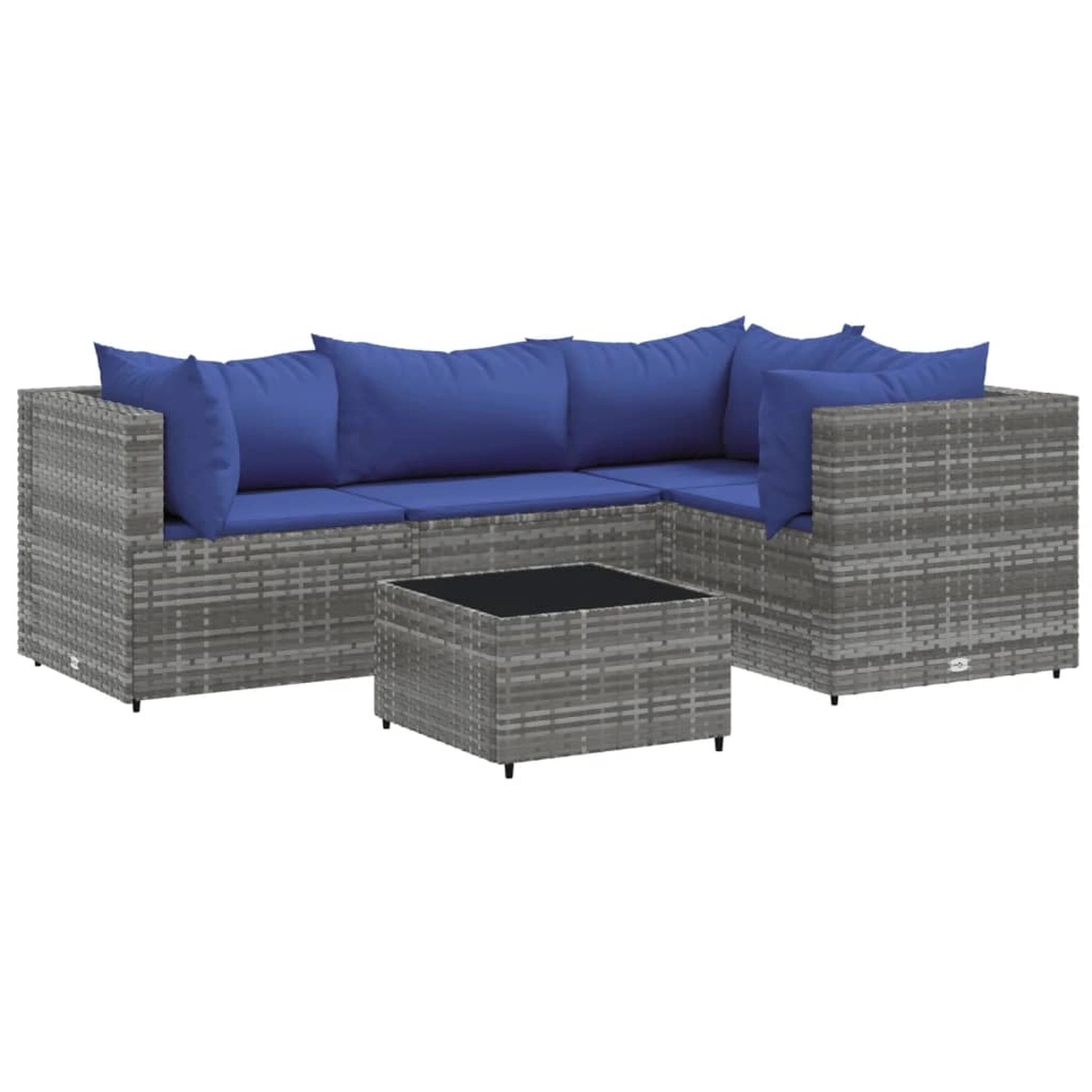 vidaXL 5-Tlg Garten-Lounge-Set mit Kissen Grau Poly Rattan 3308087 günstig online kaufen
