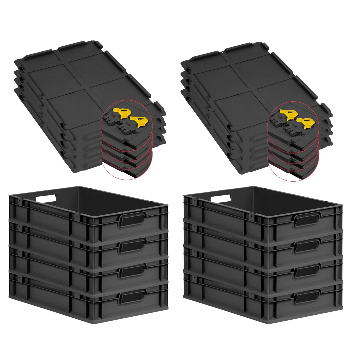 PROREGAL SuperSparSet 8x Eurobox Nextgen Grip Mit Scharnierdeckel Und Gelbe günstig online kaufen