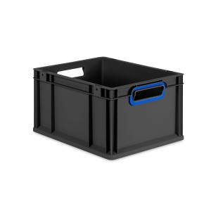 PROREGAL Eurobox Nextgen Color HxBxT 22x30x40cm 20 Liter Griffe Blau Offen Schwarz Eurobehälter Transportbox Transportbehälter