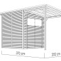 Skizze: Bertilo Gerätehaus Pent Modern 3 Plus, natur, 371x202 cm, Weekendhaus mit Rhombusprofil.