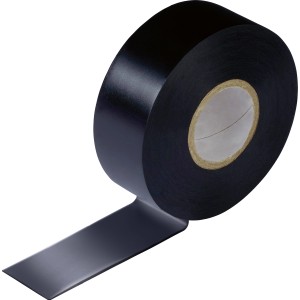 Schwarzes Isolierband, 25mm x 25m, auf Rolle für Elektroinstallation.