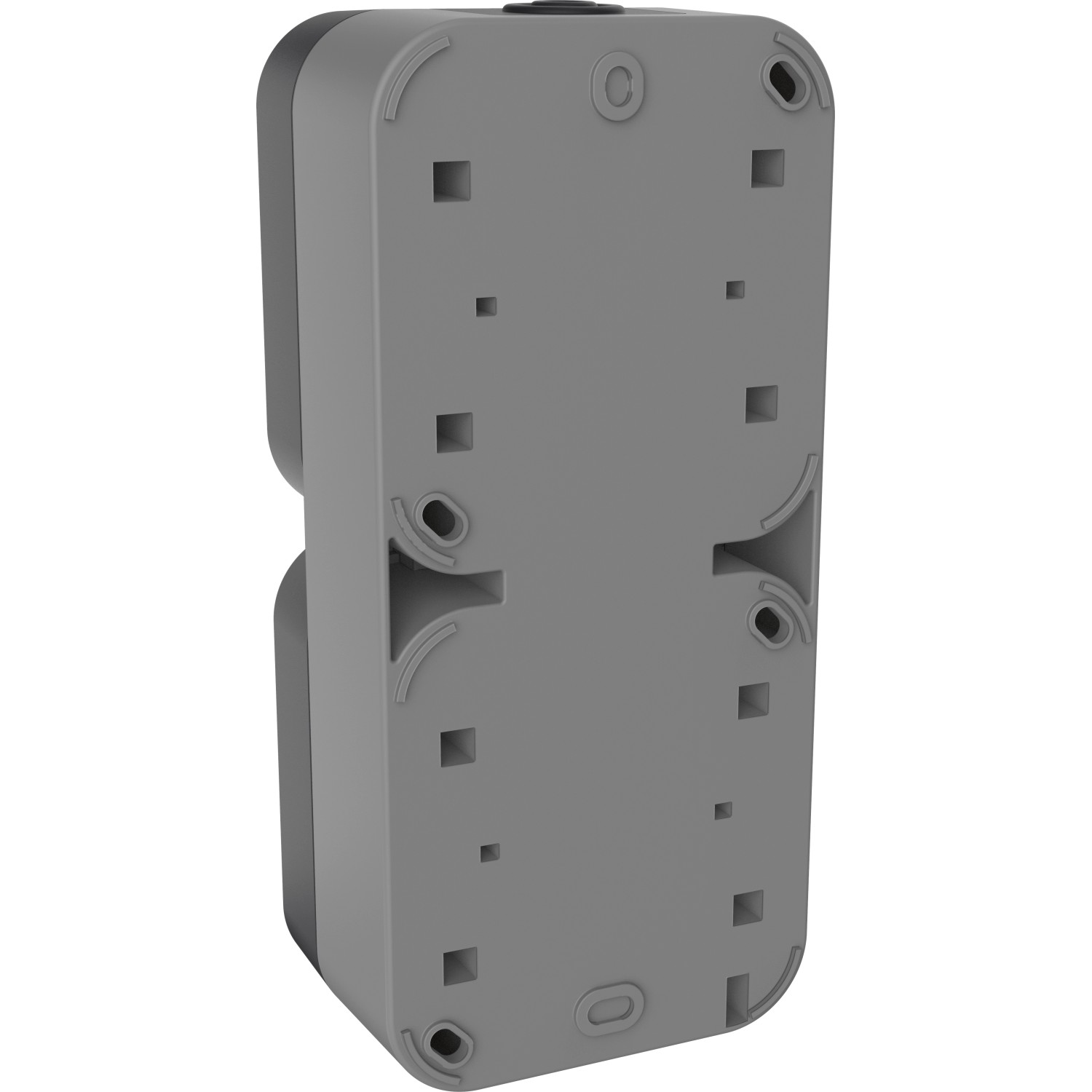 Rückseite der grauen Aqua Pro Steckdose mit Aus-/Wechselschalter für Feuchträume.