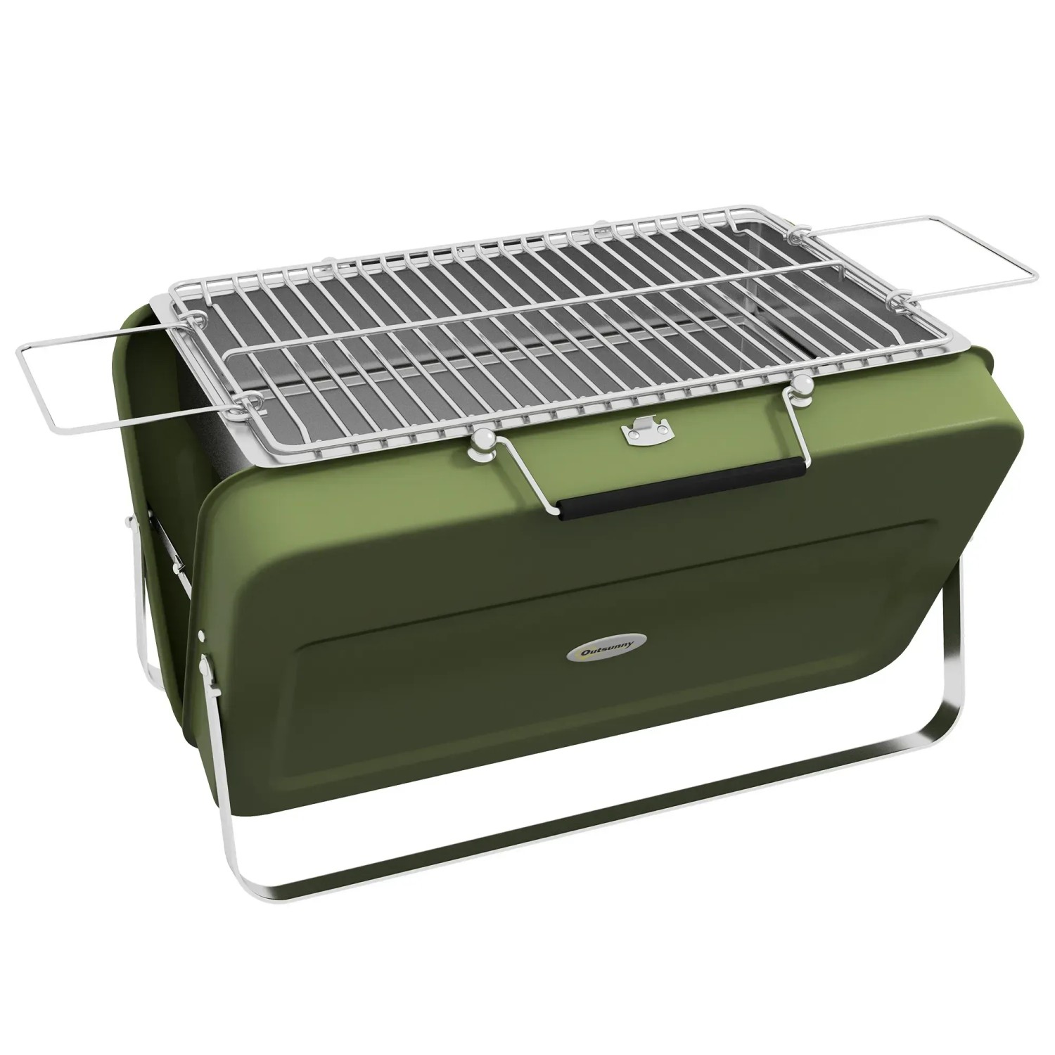 Outsunny Tischgrill mit Kohleschale Grillrost Edelstahl Metall