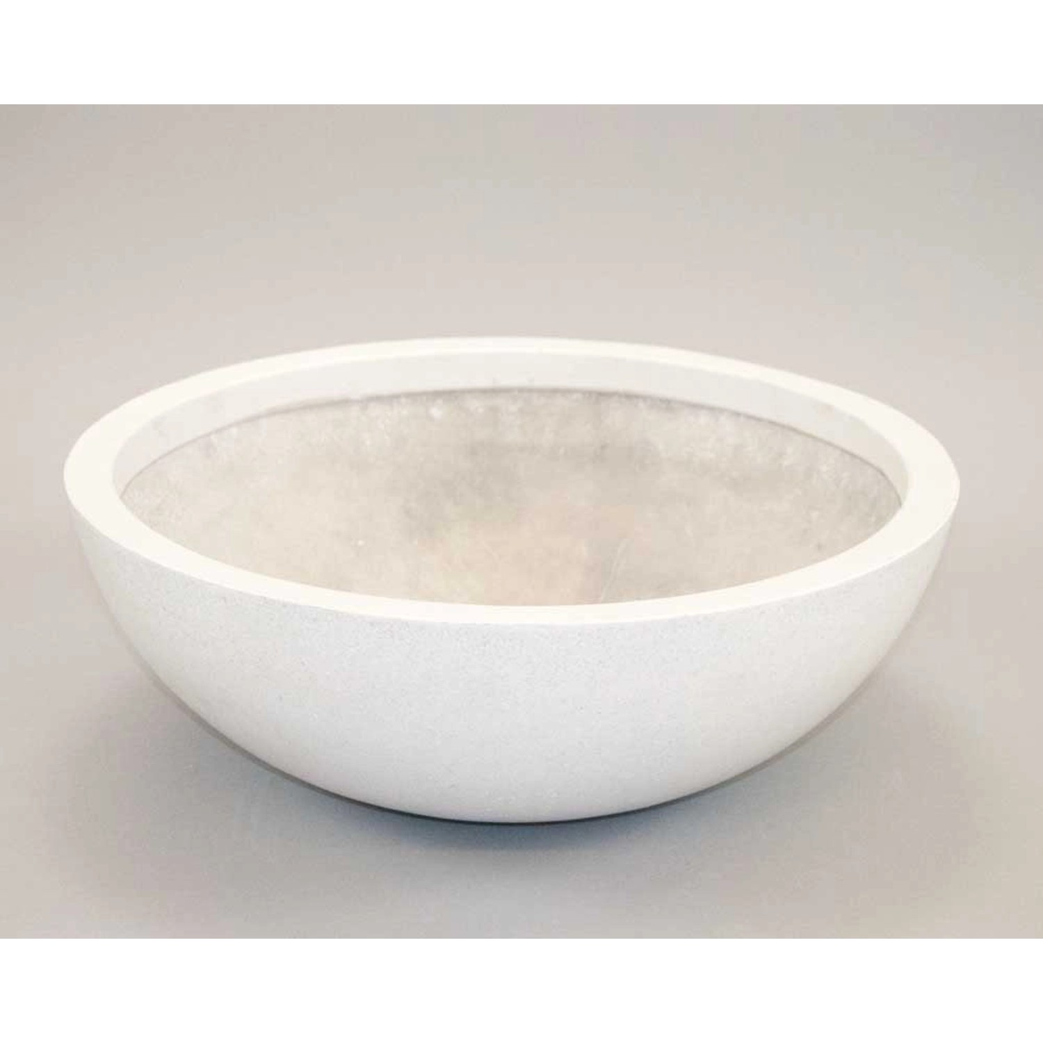 Eleganter, runder Pflanzkübel Schale aus Fiberglas, perlmutt-weiß, 46x16cm.