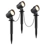3er-Set Brilliant Kamara LED-Außenspießleuchten, schwarz, für Garten & Wege. Warmweißes Licht.