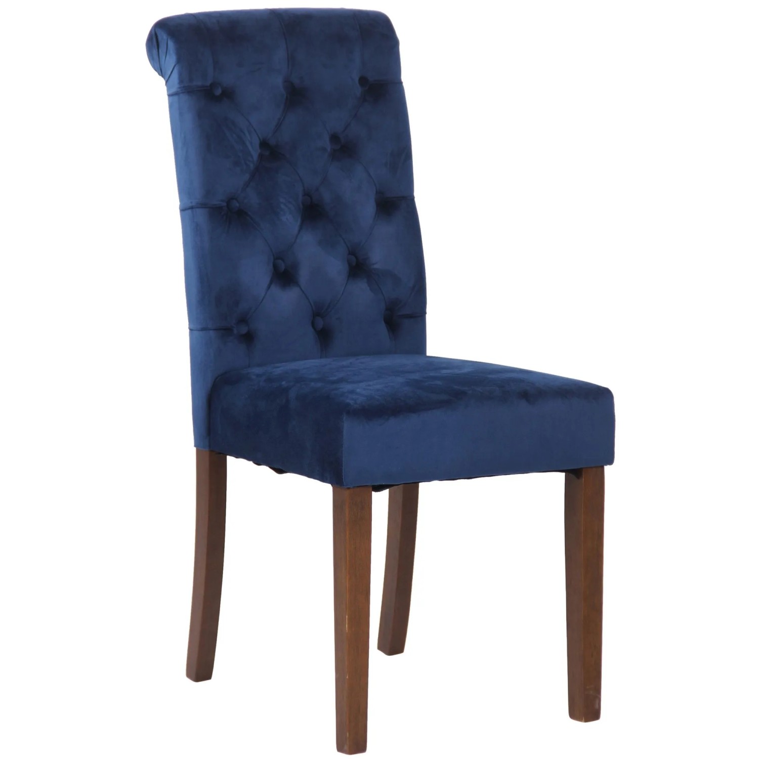 DELUKE Esszimmerstuhl WALES Samt 98x45x63cm Blau Holz Gestell Stühle Esszimmerstühle Esstisch Küchenstuhl