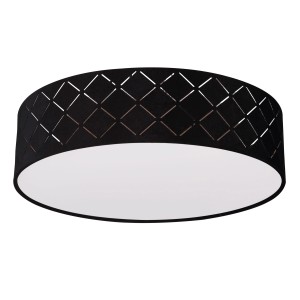 Schwarze Globo Deckenleuchte Varios, Ø 38 cm, mit Dekorstanzungen für Lichteffekte.