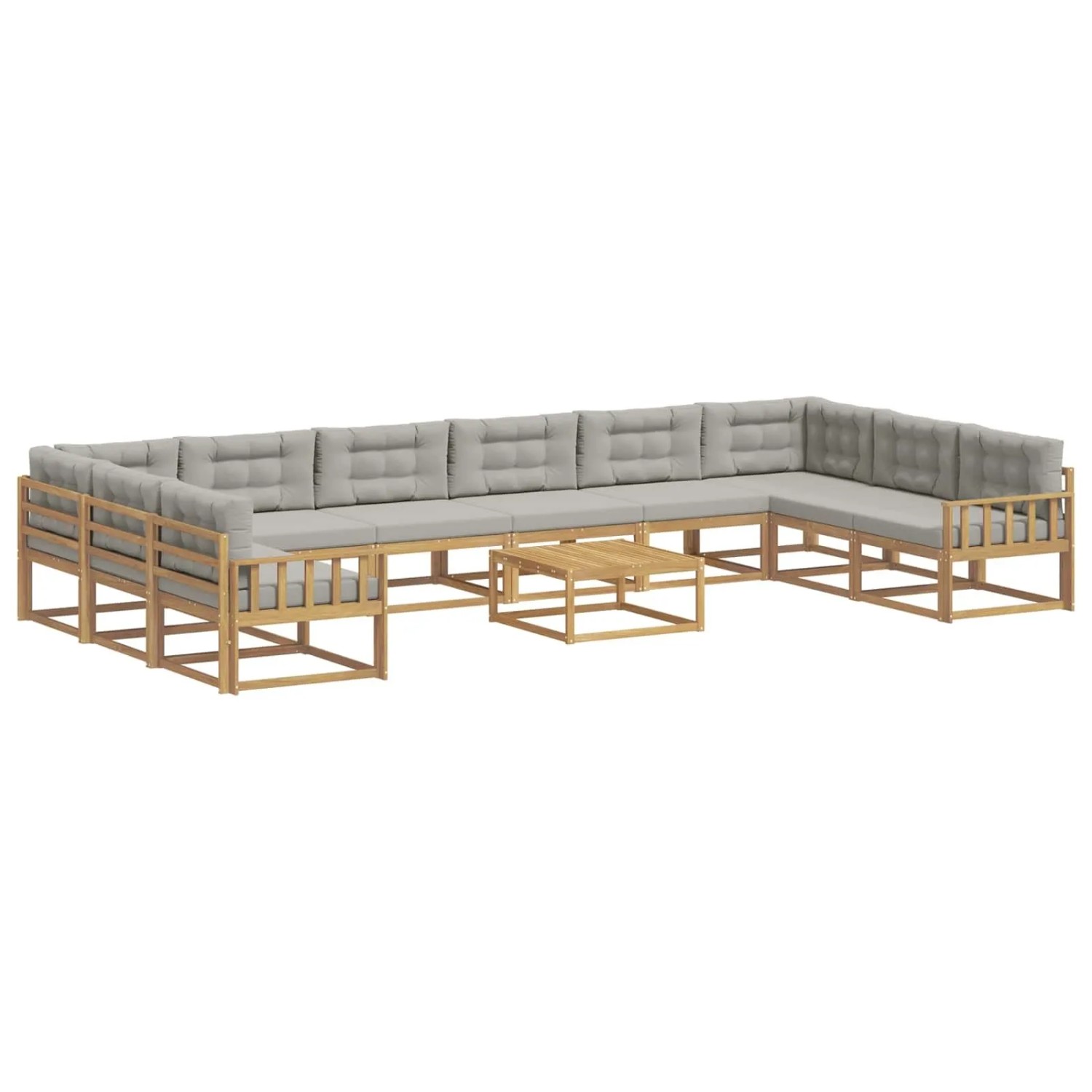 vidaXL Outdoor-Sofagarnitur mit Kissen 11 Stk Weiß und Hellgrau 3387135