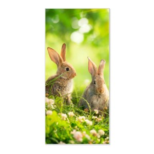 Banjado Magnettafel mit Hasenmotiv, 37x78cm, weiße Magnetwand für Notizen und Fotos.