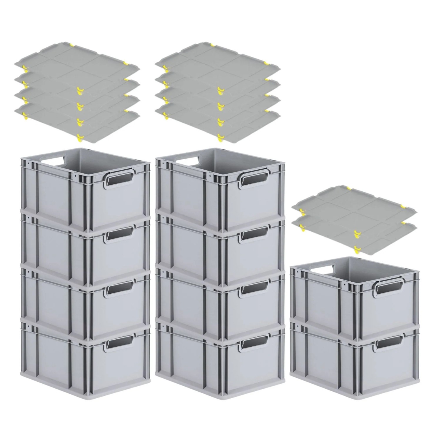 PROREGAL SparSet 10x Eurobox NextGen Grip mit Auflagedeckel mit 4 Gelben Sc günstig online kaufen