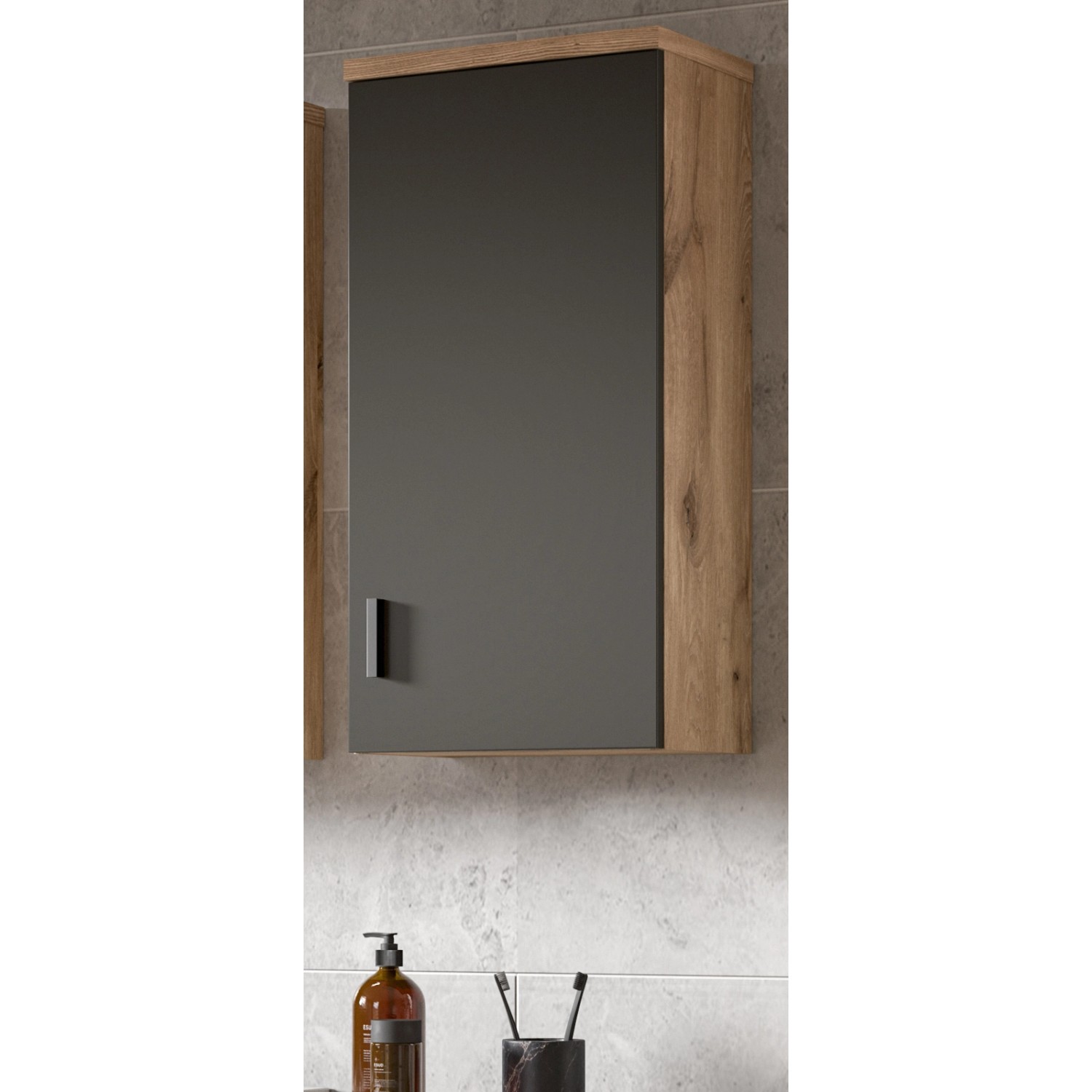 Inn.Furn Hängeschrank Grau Matt Eiche 37 cm mit Soft-Close Oderzo