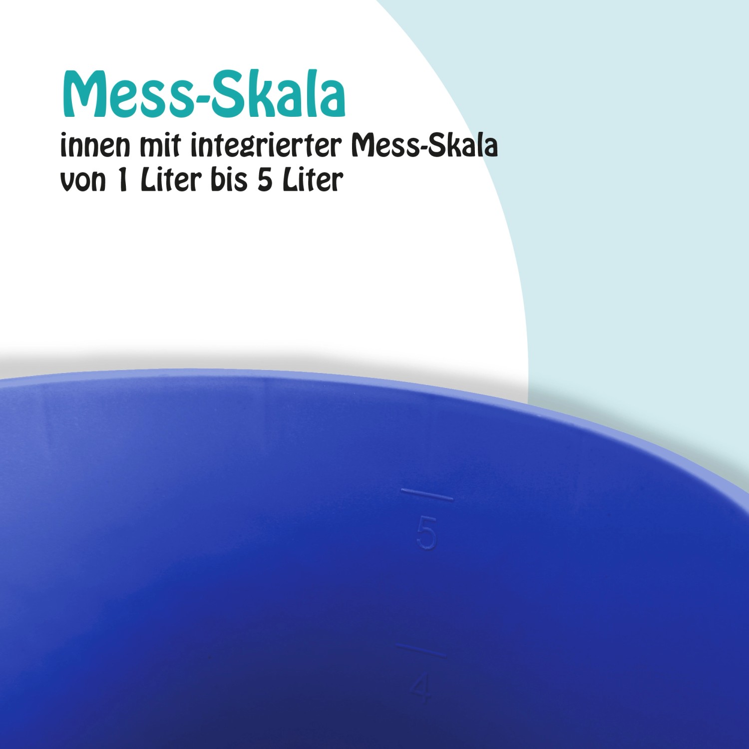 Detailaufnahme: Dunkelblauer ProHome Eimer mit Mess-Skala (1-5 Liter).