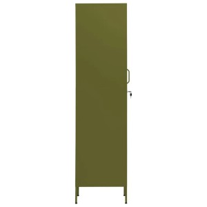 Olivgrüner Schließfachschrank aus Stahl, 35x46x180 cm, für Büro oder Arbeitszimmer.