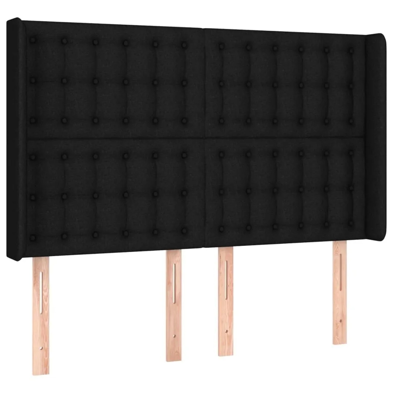 vidaXL Kopfteil mit Ohren Schwarz 147x16x118/128 cm Stoff 3120014