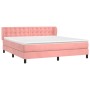 Rosa vidaXL Boxspringbett (180x200 cm) mit Samtbezug, Matratze und Kopfteil.