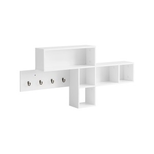 SoBuy Wandgarderobe Flurgarderobe Kleiderhaken Hängeregal mit 4 Haken Weiß FHK17-W