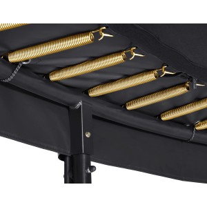 Detailansicht des schwarzen Salta Trampolin First Class (ø 366 cm) mit Federn.