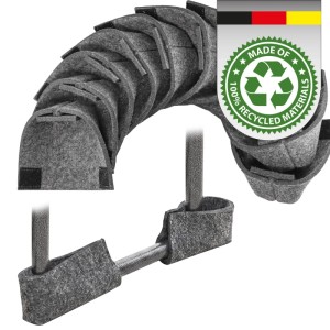 Graue Filz Bodenschoner für Bierzeltgarnitur. 12er Set Möbelgleiter mit Klettverschluss schützt Parkett & Fliesen.